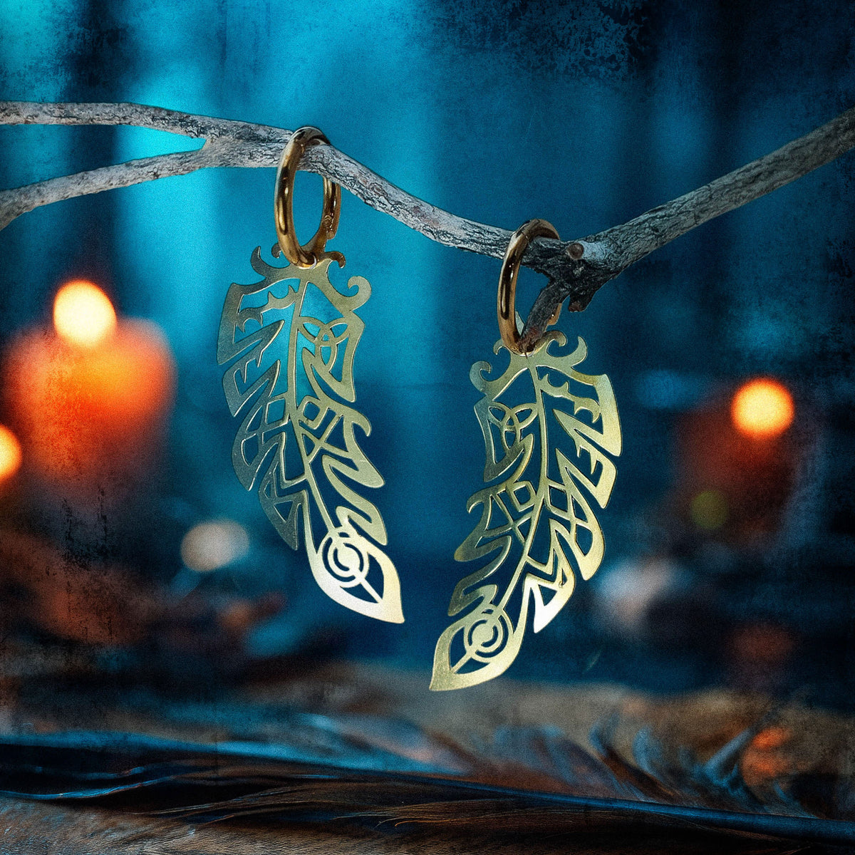 *PRE-ORDER* Death’s Raven Metal Feather Earrings - BINKABU Halloween Collection