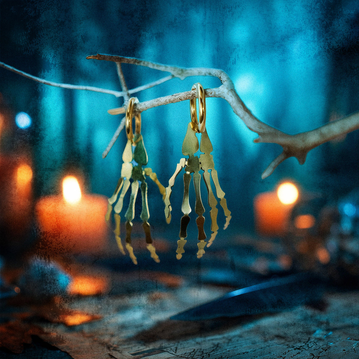 *PRE-ORDER* Skeleton Hand Earrings - BINKABU Halloween Collection