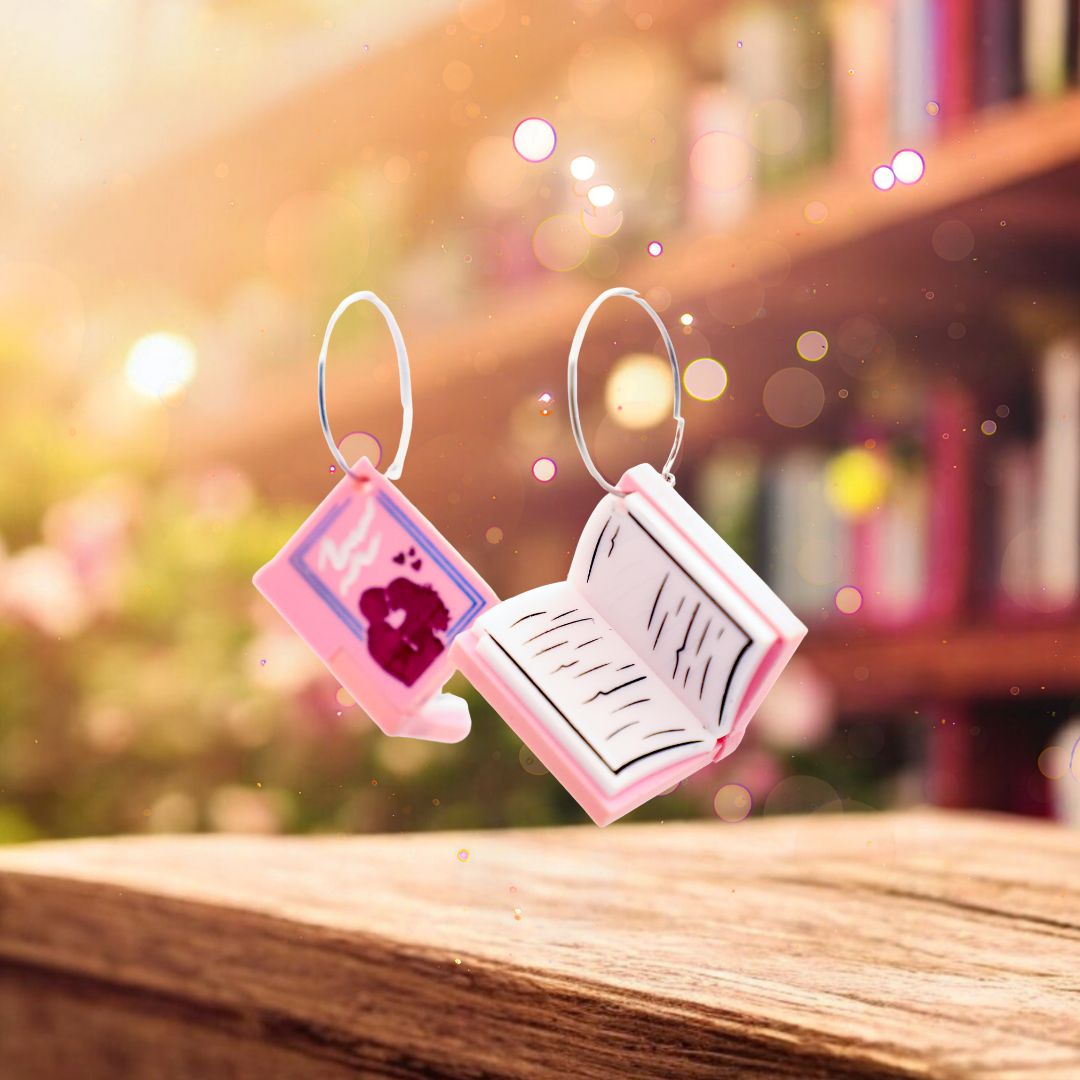 Second-Chance Romance 3D Book Earrings - Acrylic Hoop Earrings - Handmade Bookish Jewellery