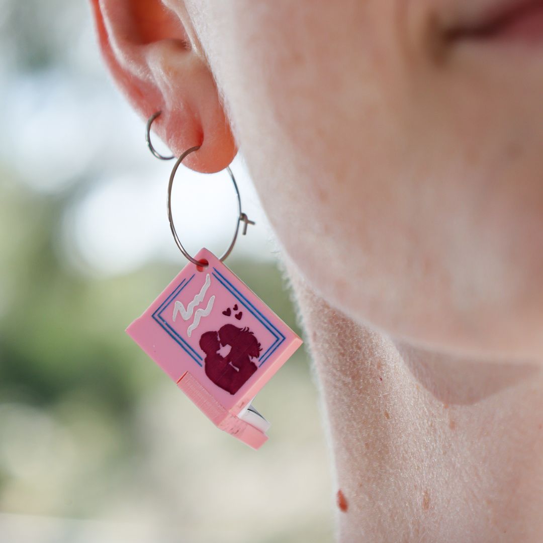 Second-Chance Romance 3D Book Earrings - Acrylic Hoop Earrings - Handmade Bookish Jewellery