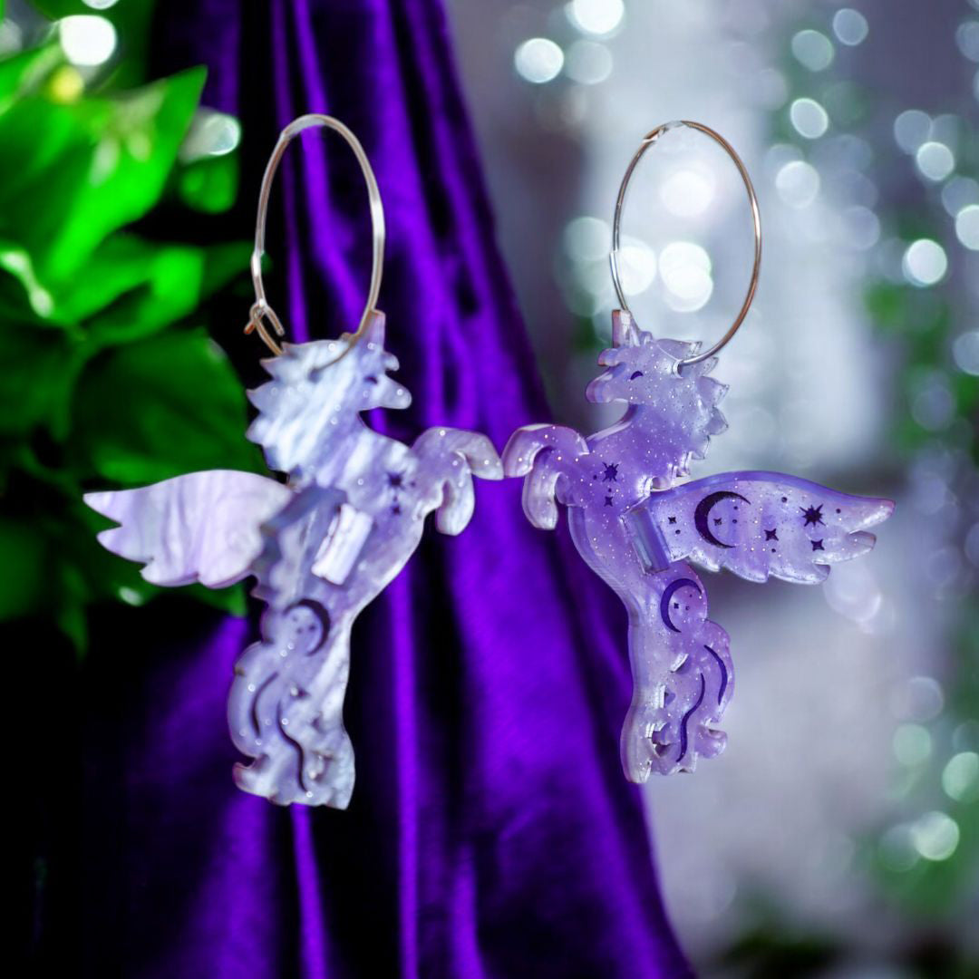 3D Pegasus Earrings - Handmade Fantasy Jewellery