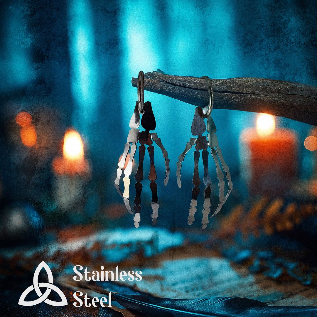 *PRE-ORDER* Skeleton Hand Earrings - BINKABU Halloween Collection