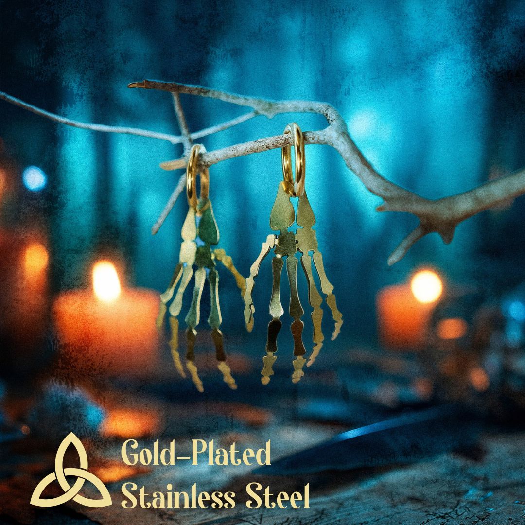*PRE-ORDER* Skeleton Hand Earrings - BINKABU Halloween Collection