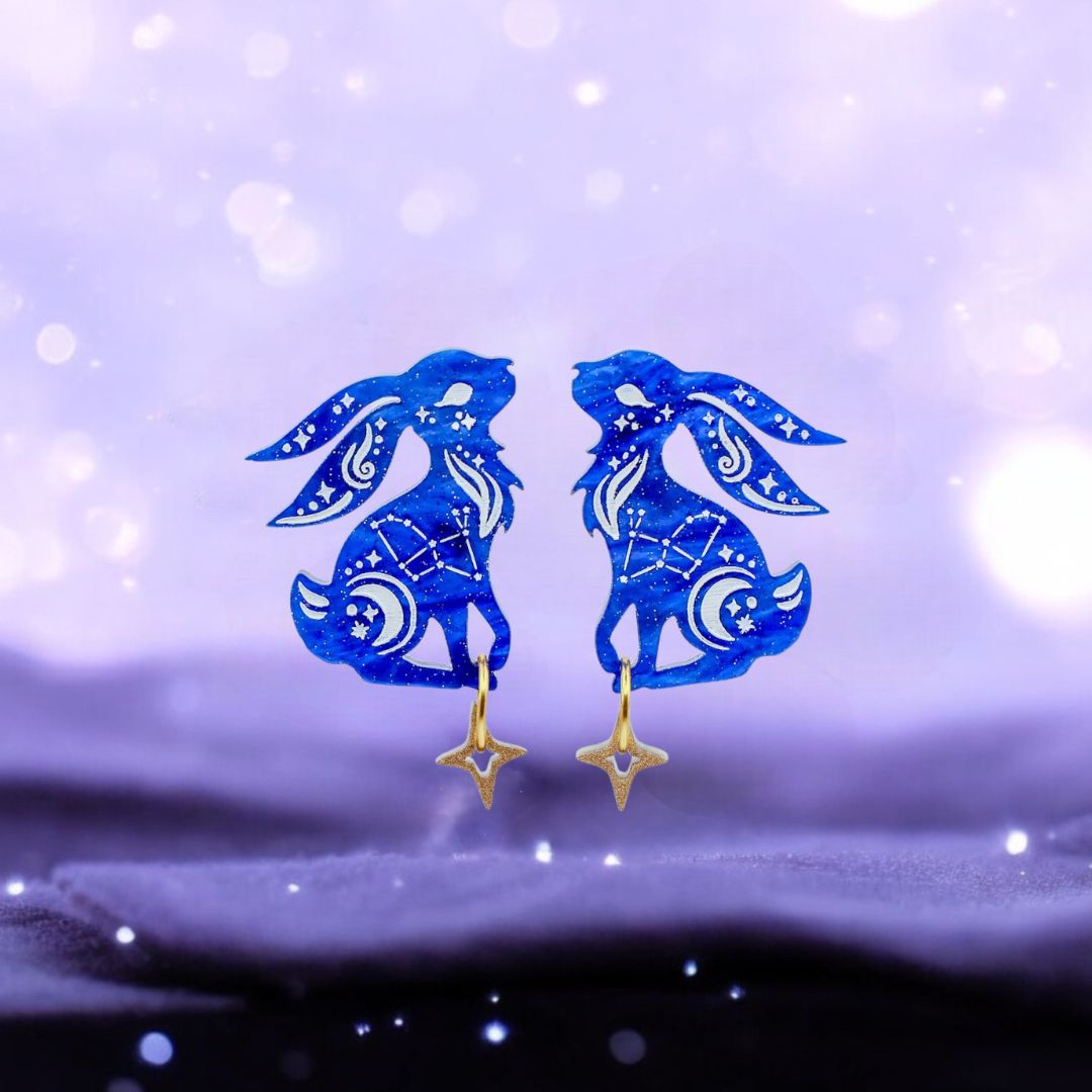 NEW Celestial Lepus Hare Stud Earrings - Handmade Fantasy Jewellery