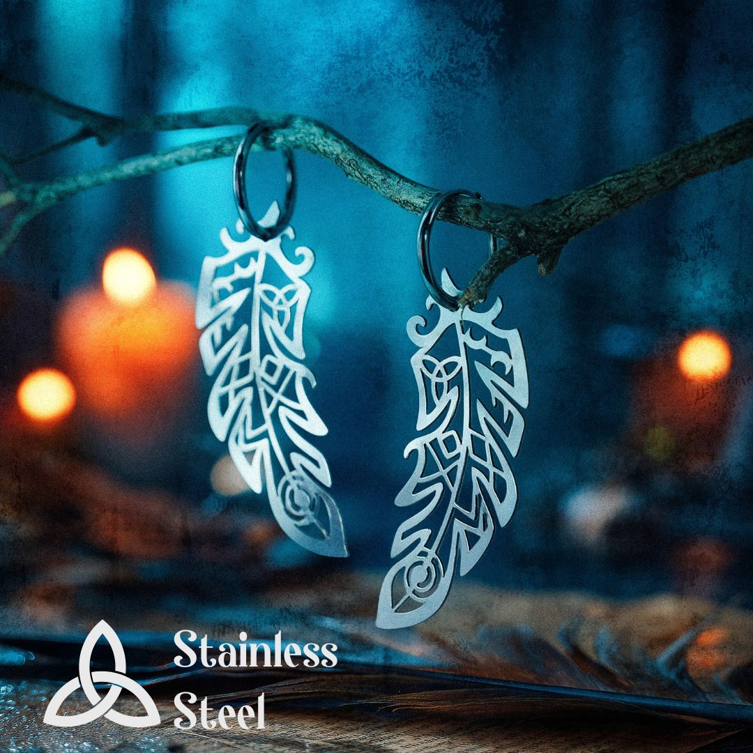 *PRE-ORDER* Death’s Raven Metal Feather Earrings - BINKABU Halloween Collection