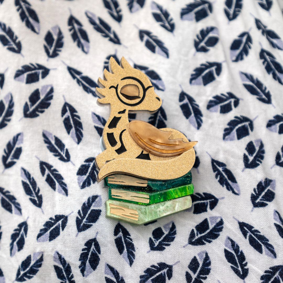 NEW Sleepy Book Dragon Brooch - Handmade Fantasy Jewellery