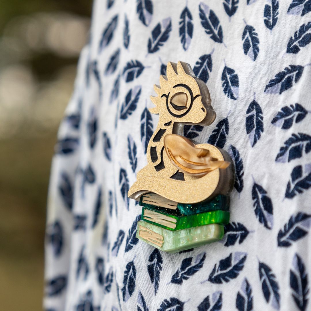 NEW Sleepy Book Dragon Brooch - Handmade Fantasy Jewellery