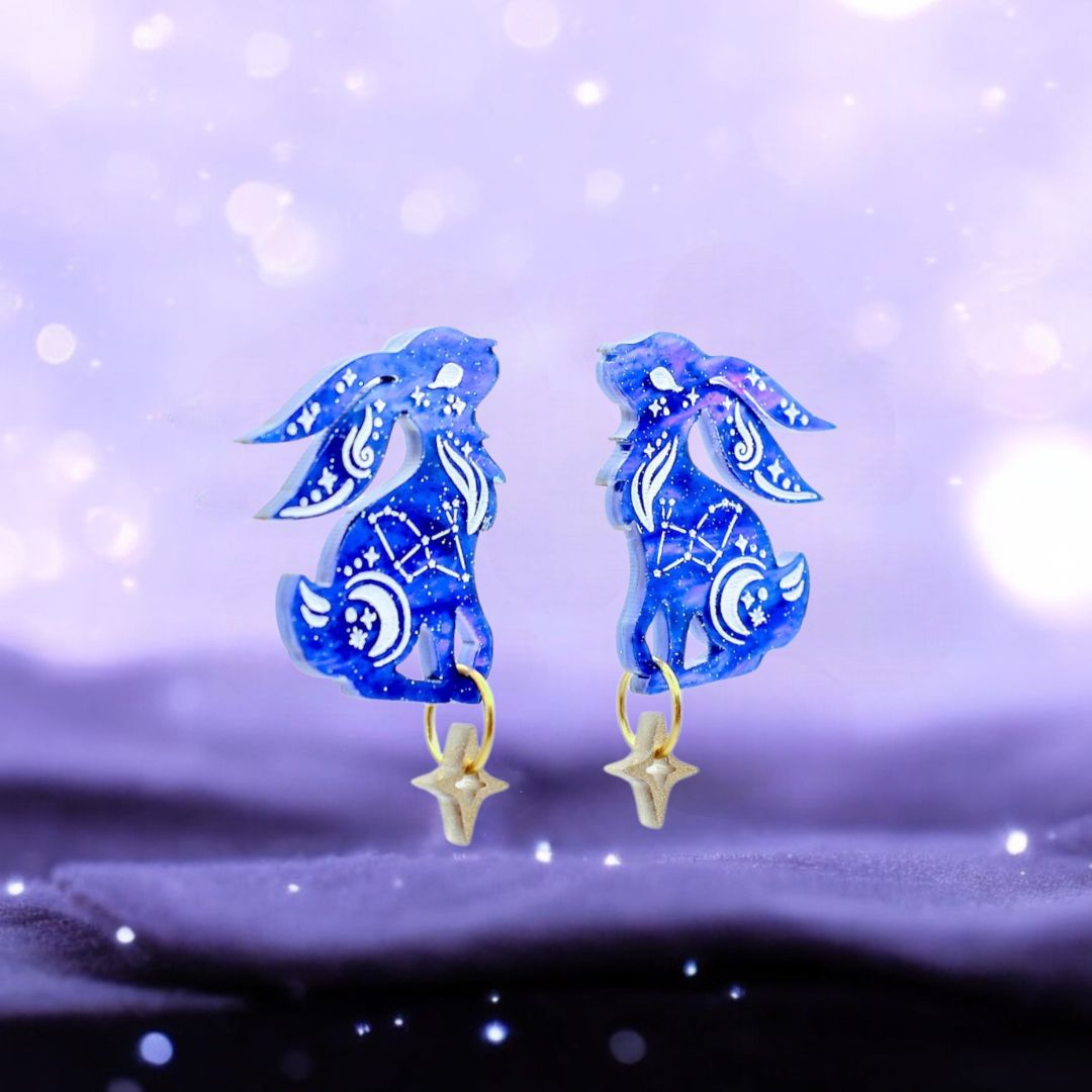 NEW Celestial Lepus Hare Stud Earrings - Handmade Fantasy Jewellery
