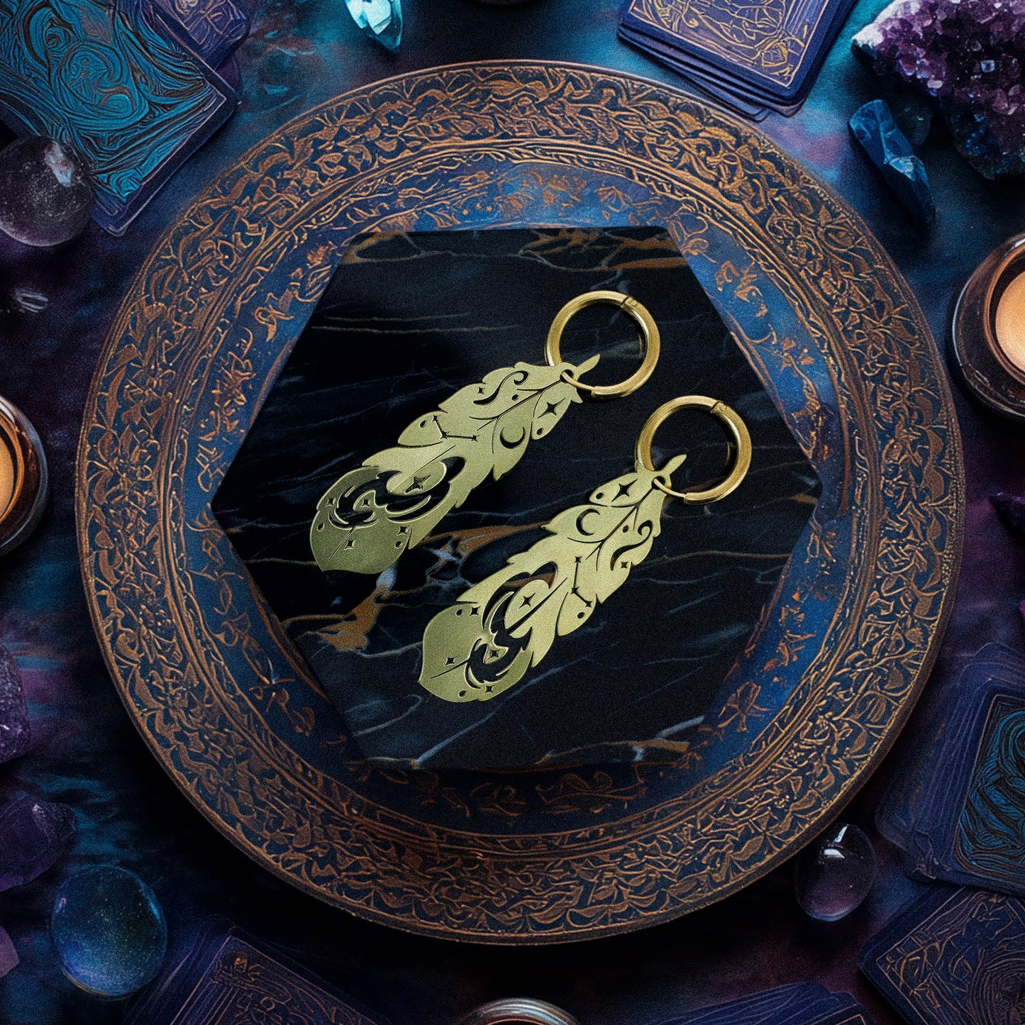 *PRE-ORDER* Mystic Owl Feather Earrings- BINKABU Halloween Collection