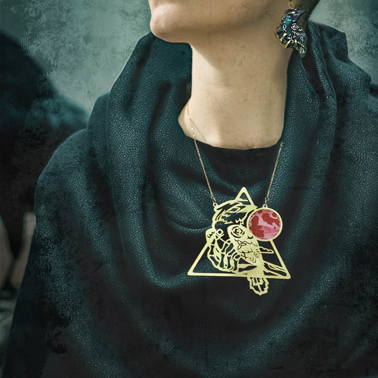 *PRE-ORDER* Death’s Raven 18k Gold-Plated Necklace - BINKABU Halloween Collection