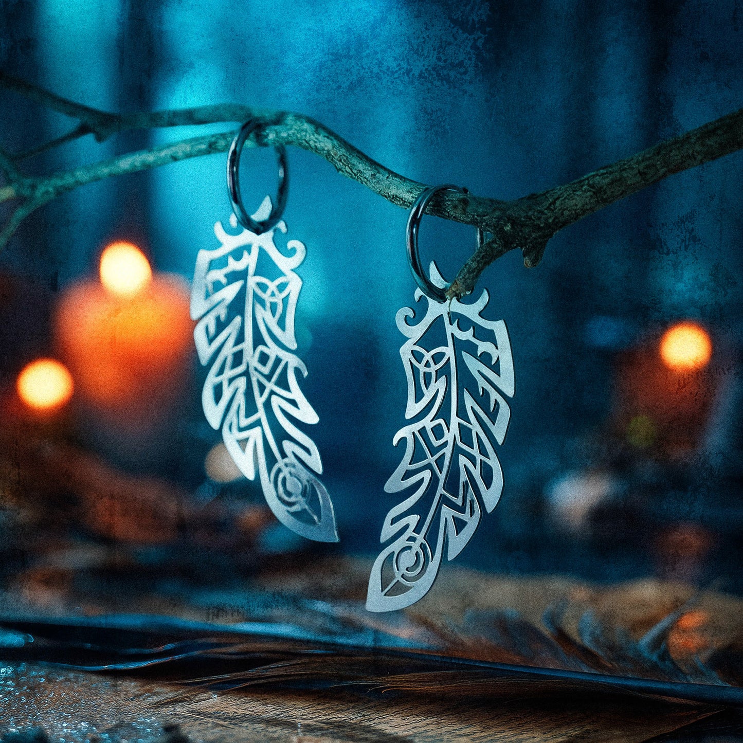 *PRE-ORDER* Death’s Raven Metal Feather Earrings - BINKABU Halloween Collection