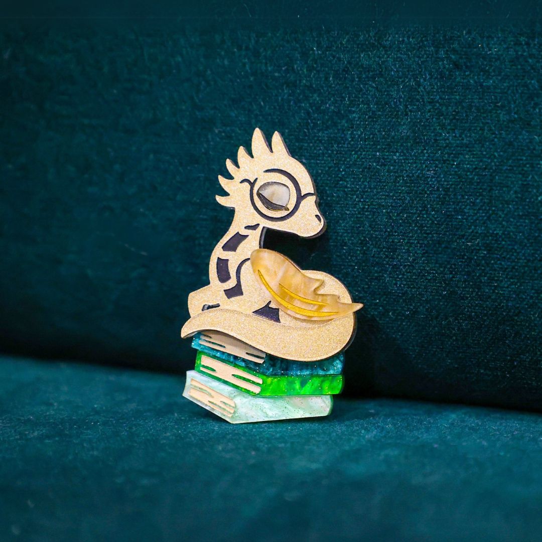 NEW Sleepy Book Dragon Brooch - Handmade Fantasy Jewellery